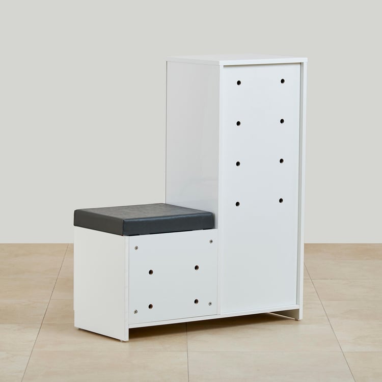 Polaris Shoe Cabinet with Cushion Seat - White