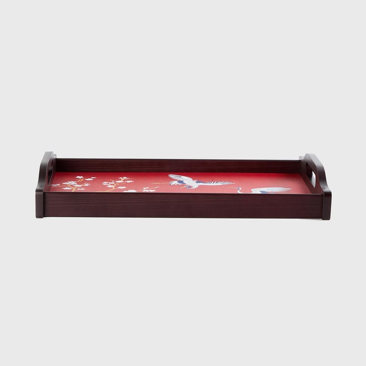 Art of Asia - Pagoda Pride Red Printed Wooden Serving Tray