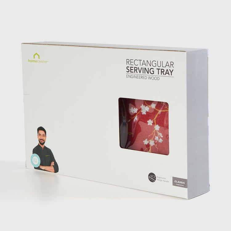 Art of Asia - Pagoda Pride Red Printed Wooden Serving Tray