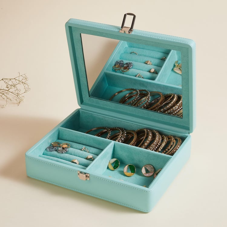 Regan Teal Solid Wooden Jewellery Box