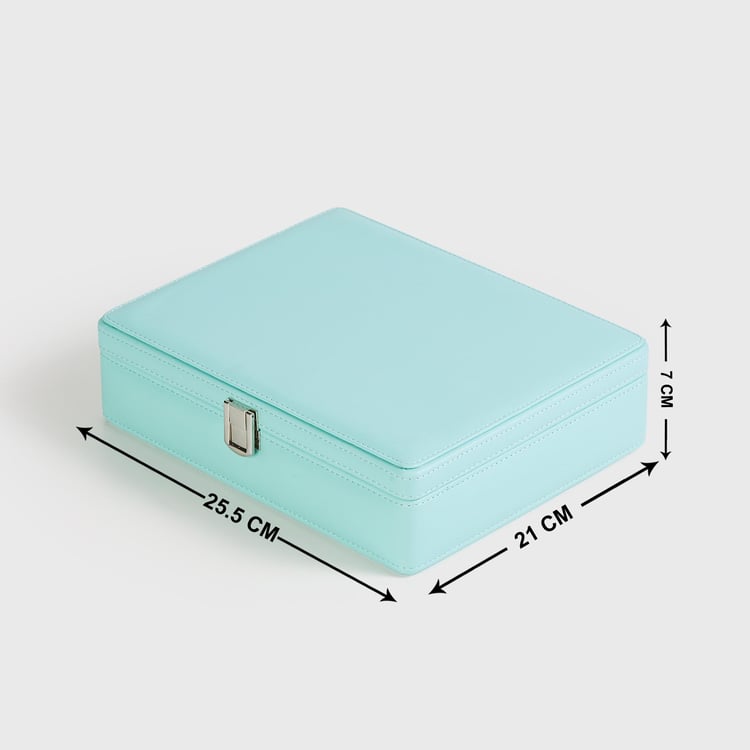 Regan Teal Solid Wooden Jewellery Box