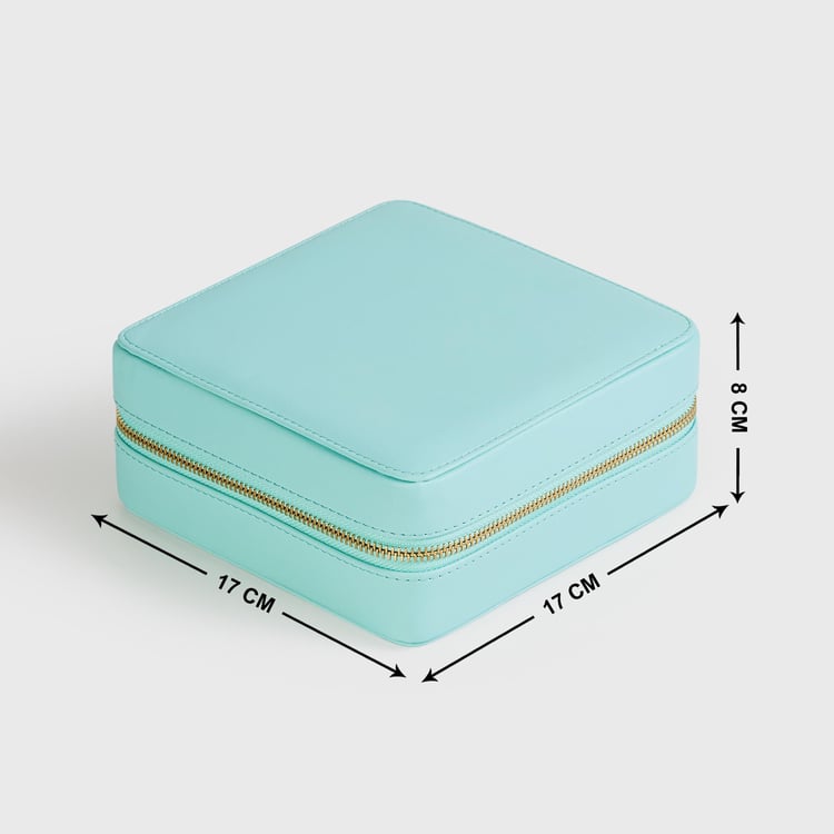 Regan Teal Solid Travel Jewellery Box - 17x17x8cm