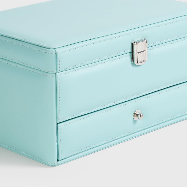 Regan Teal Solid Tiered Jewellery Box
