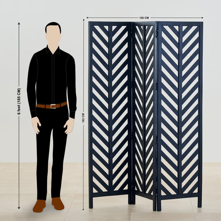 Kiro Mango Wood Folding Room Divider - Black