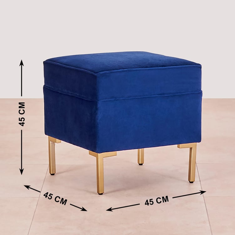 Velvetica Fabric Ottoman - Blue