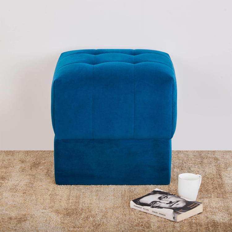 Velvetica Fabric Ottoman - Blue