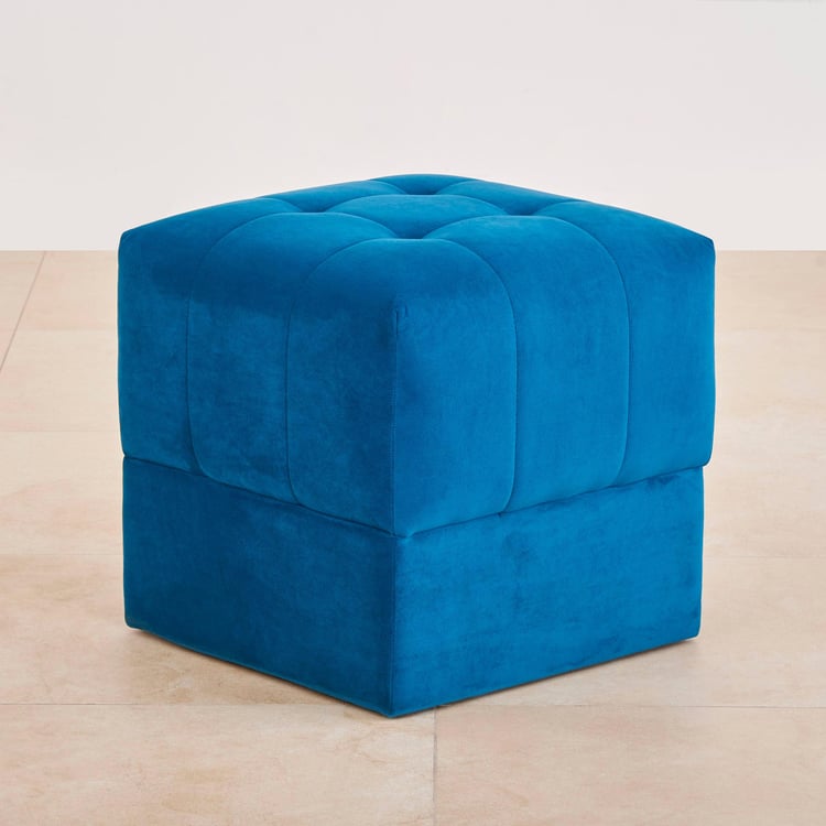 Velvetica Fabric Ottoman - Blue