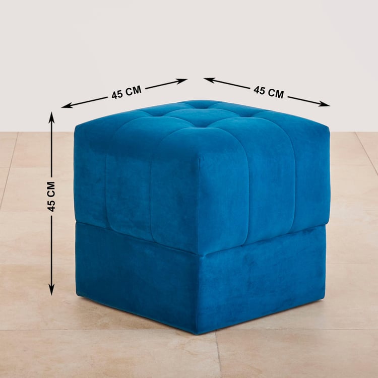 Velvetica Fabric Ottoman - Blue