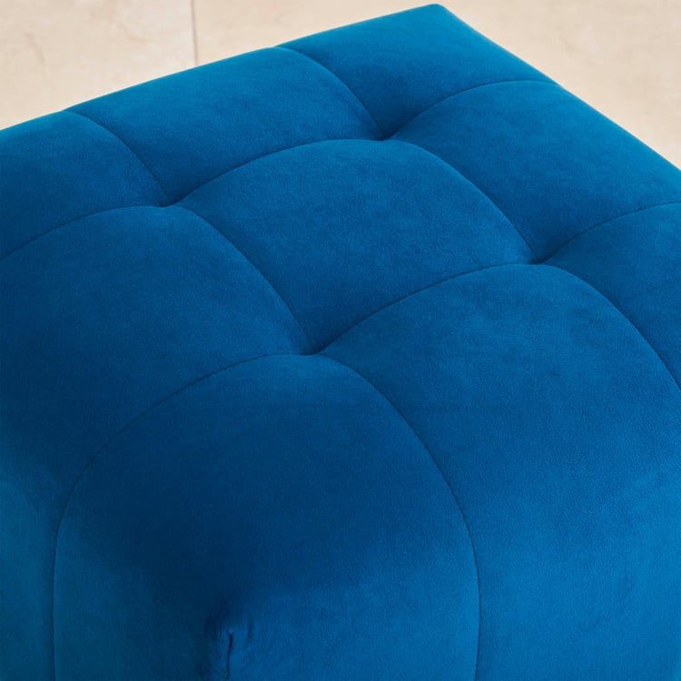 Velvetica Fabric Ottoman - Blue