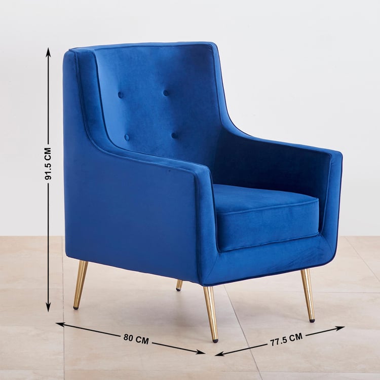 Velvetica Fabric Lounge Chair - Blue