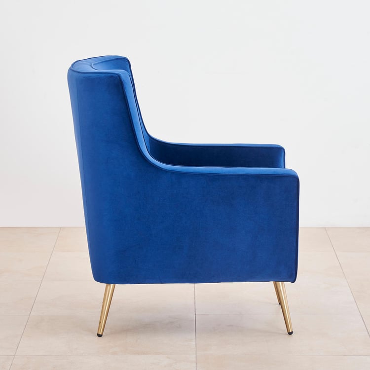 Velvetica Fabric Lounge Chair - Blue