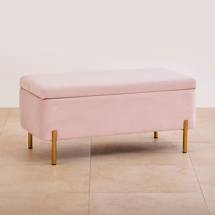 Monarch Velvet Bench with Storage - Pink