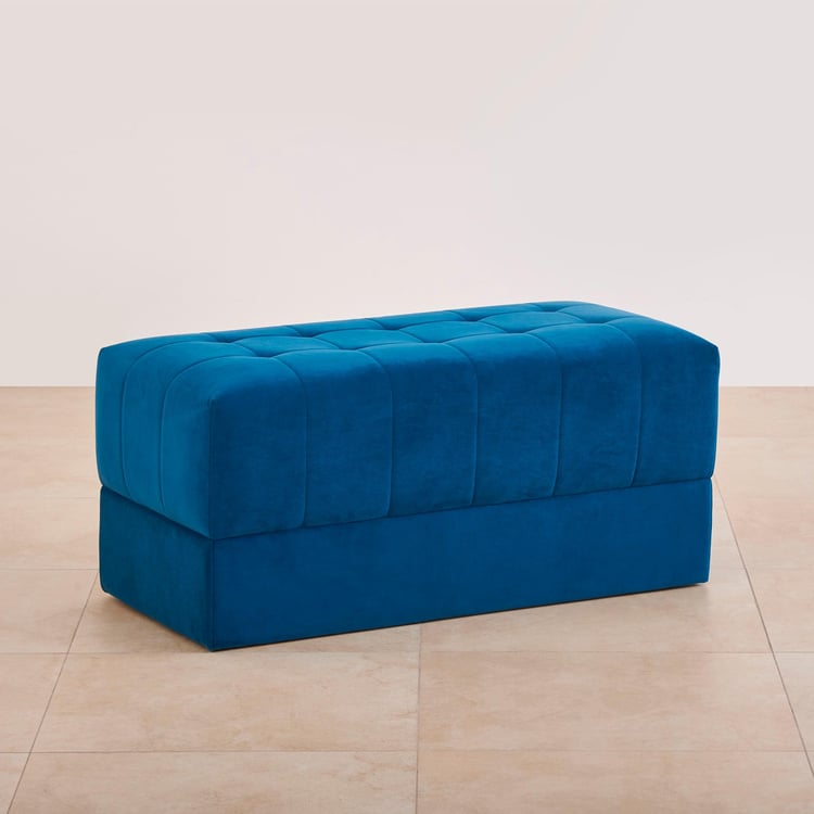 Velvetica Tufted Fabric Bench - Blue