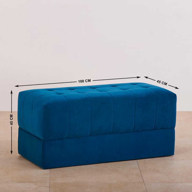 Velvetica Tufted Fabric Bench - Blue