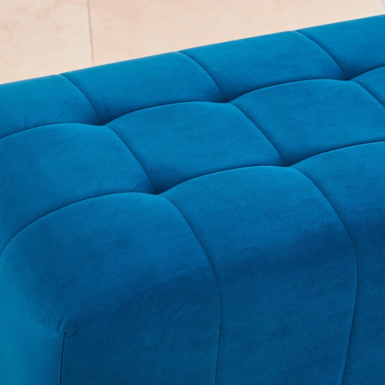 Velvetica Tufted Fabric Bench - Blue