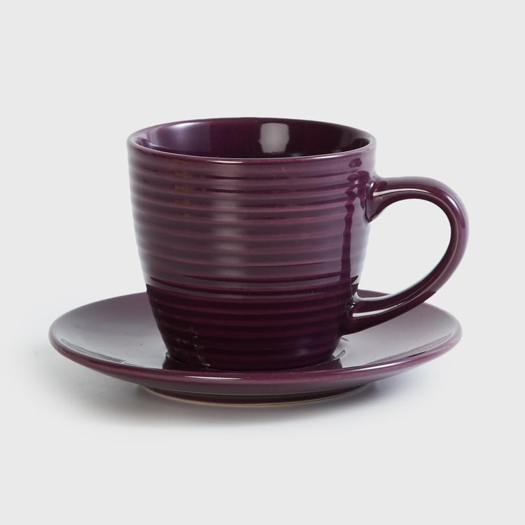 Color Connect Purple Stoneware Cup And Saucer - 220ml