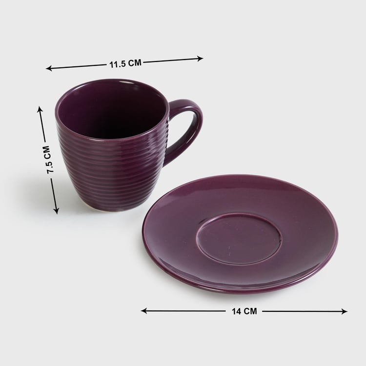 Color Connect Purple Stoneware Cup And Saucer - 220ml