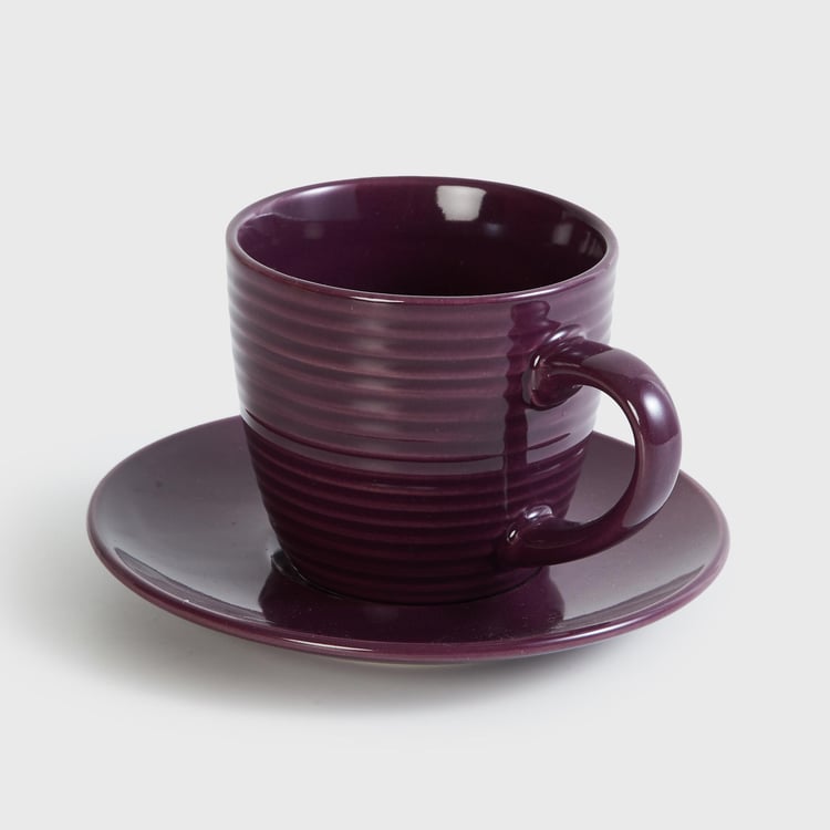 Color Connect Purple Stoneware Cup And Saucer - 220ml