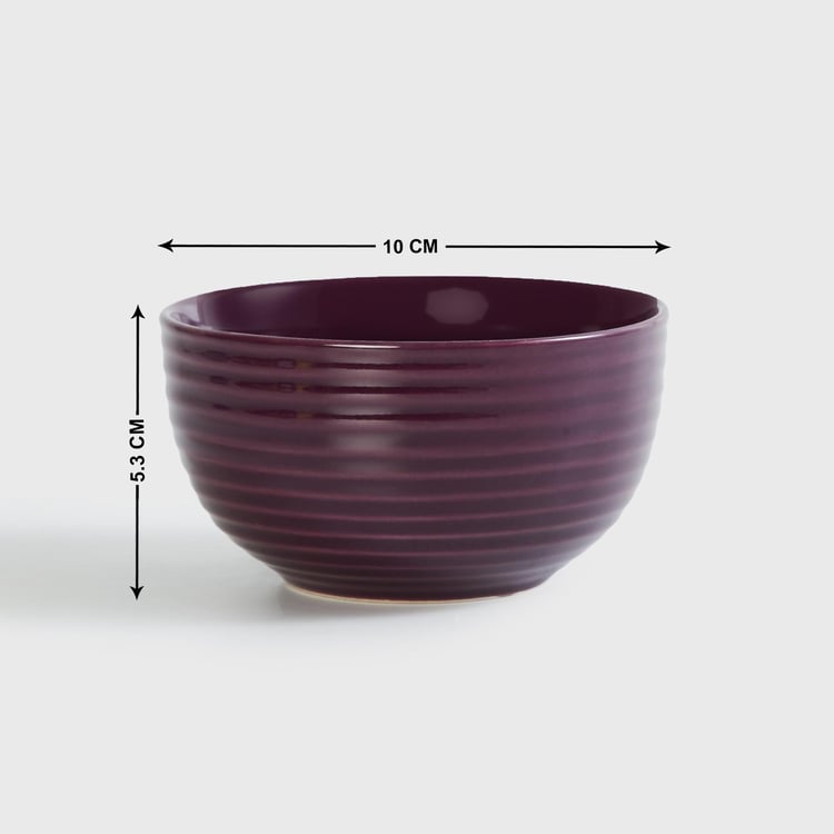 Colour Connect Purple Ribbed Stoneware Katori