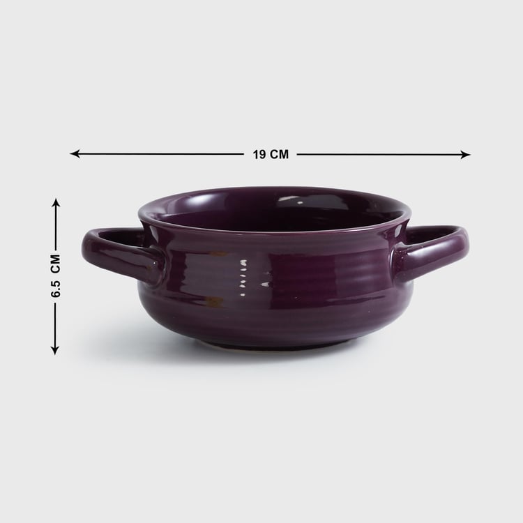 Colour Connect Purple Ribbed Stoneware Microwave Safe Serving Handi