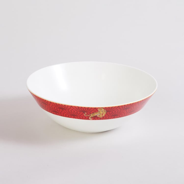 Tiger-Tales White Printed Bone China Serving Bowl - 1L