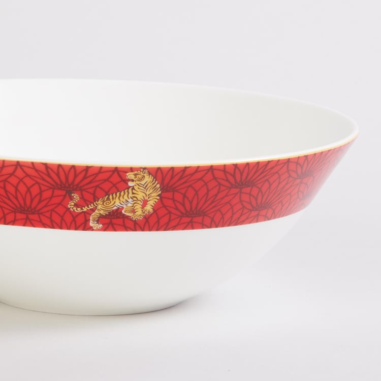 Tiger-Tales White Printed Bone China Serving Bowl - 1L