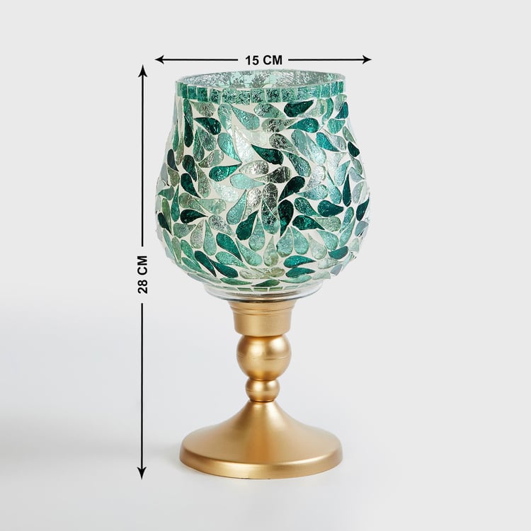 Mabel Glass Mosaic Hurricane Candle Holder