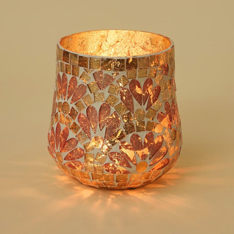 Mabel Glass Mosaic Votive Holder