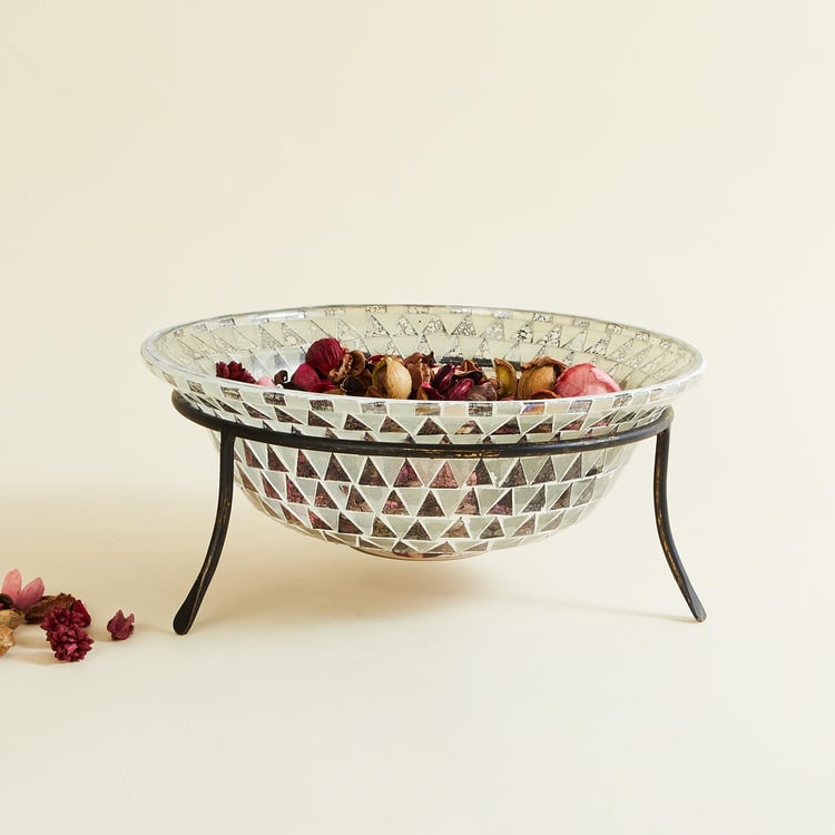 Mabel Glass Mosaic Potpourri Bowl with Stand