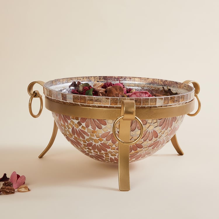 Mabel Glass Mosaic Potpourri Bowl with Stand