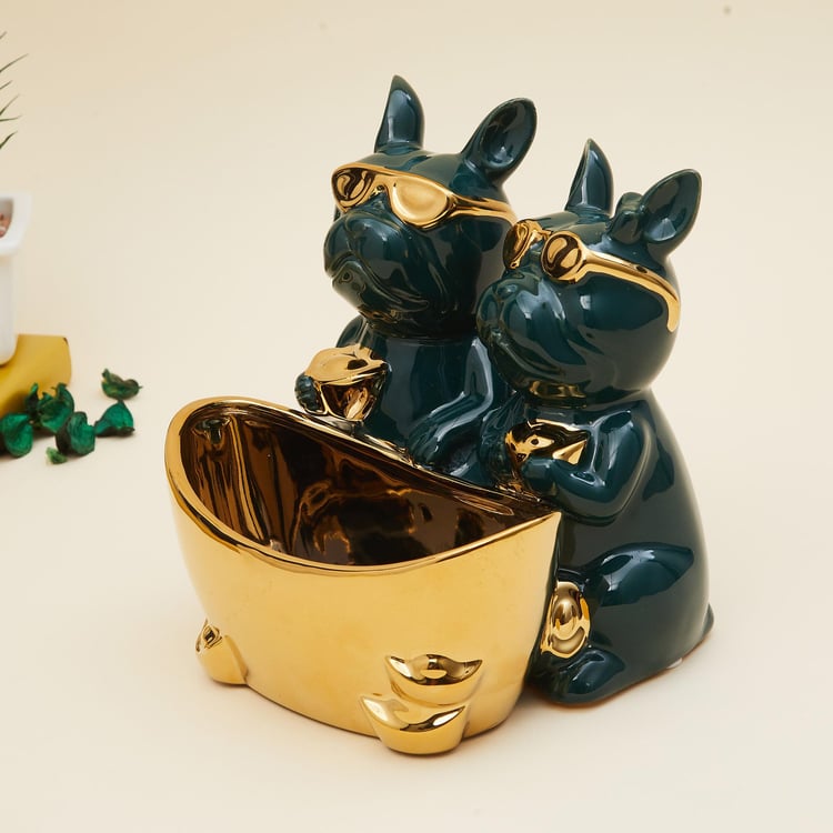 Souvenir Ceramic Dual Dog Figurine