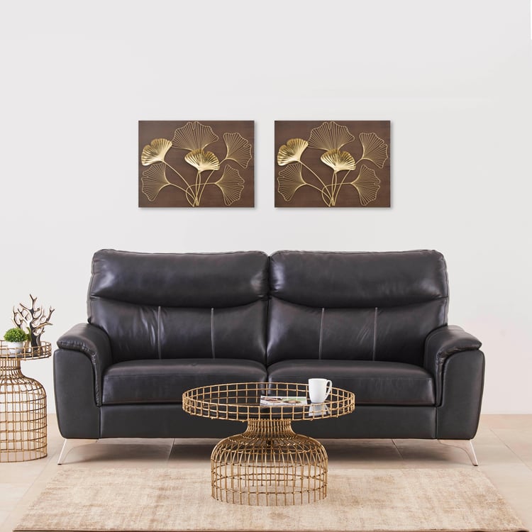 Black Is Beautiful Half Leather 3-Seater Sofa - Grey