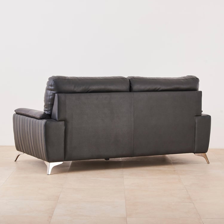 Black Is Beautiful Half Leather 3-Seater Sofa - Grey