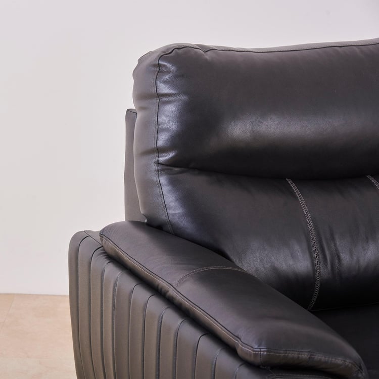 Black Is Beautiful Half Leather 3-Seater Sofa - Grey
