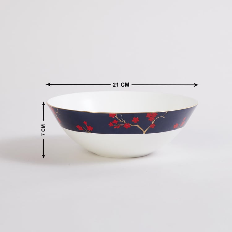 Pagoda Pride Multicolour Bone China Serving Bowl - 1Litre