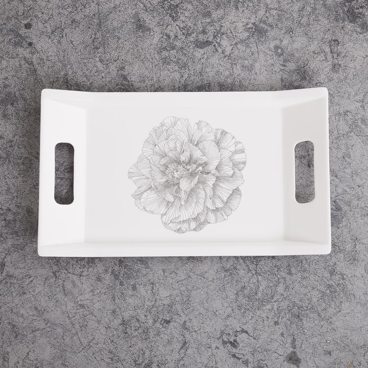 Meadows-Imogen White Printed Melamine Serving Tray - 30x18.5cm