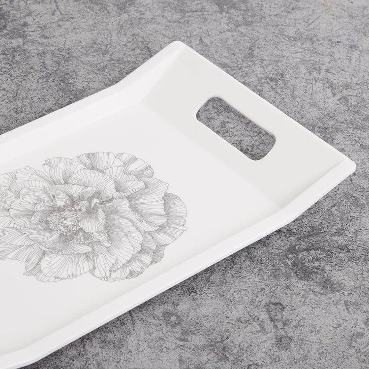 Meadows-Imogen White Printed Melamine Serving Tray - 30x18.5cm