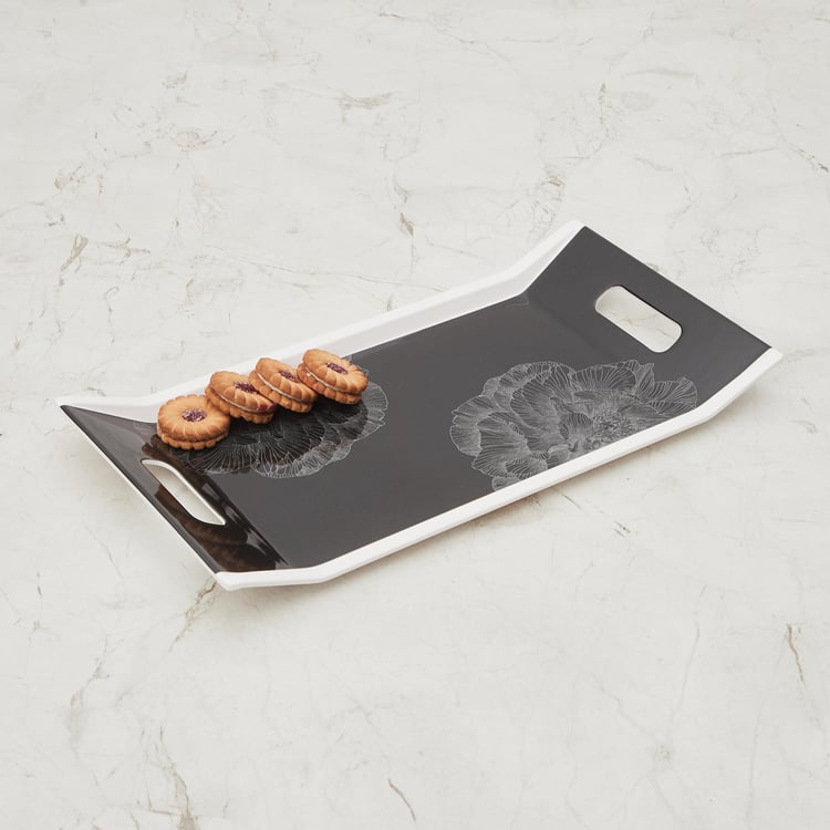 Meadows-Imogen Grey Printed Melamine Serving Tray - 38x20cm