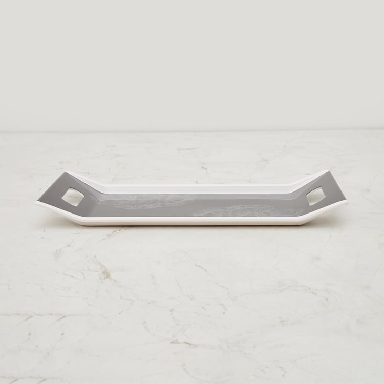 Meadows-Imogen Grey Printed Melamine Serving Tray - 38x20cm