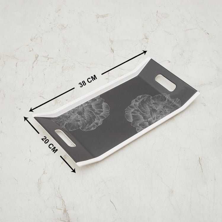 Meadows-Imogen Grey Printed Melamine Serving Tray - 38x20cm