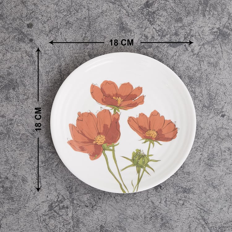 Meadows-Peony White Printed Melamine Side Plate - 18cm