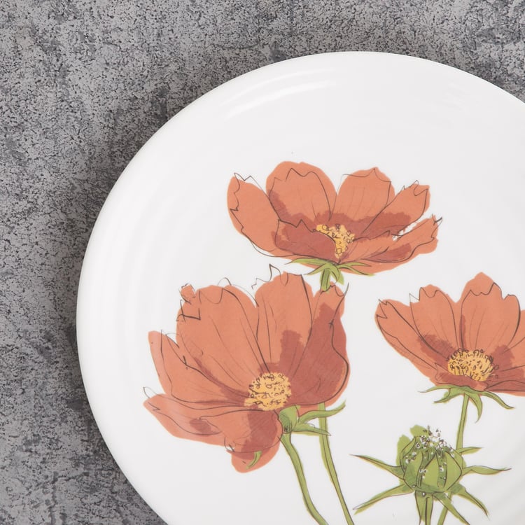 Meadows-Peony White Printed Melamine Side Plate - 18cm