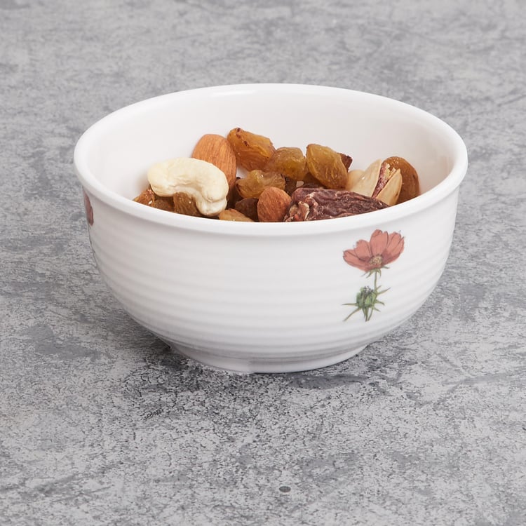 Meadows-Peony White Printed Melamine Cereal Bowl