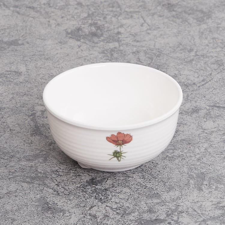 Meadows-Peony White Printed Melamine Cereal Bowl