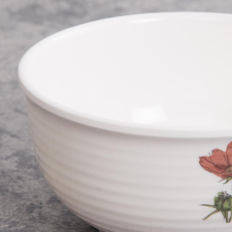 Meadows-Peony White Printed Melamine Cereal Bowl