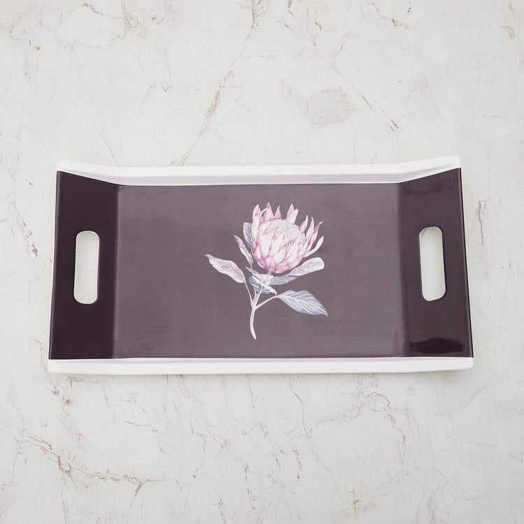 Meadows-Protea Purple Printed Melamine Tray - 38x20.5cm