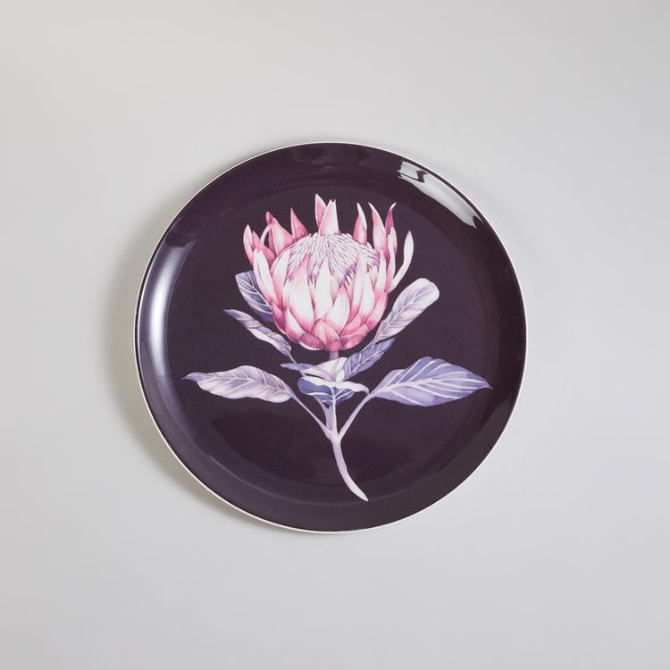 Meadows Theme Protea Purple Printed Melamine Side Plate - 19cm