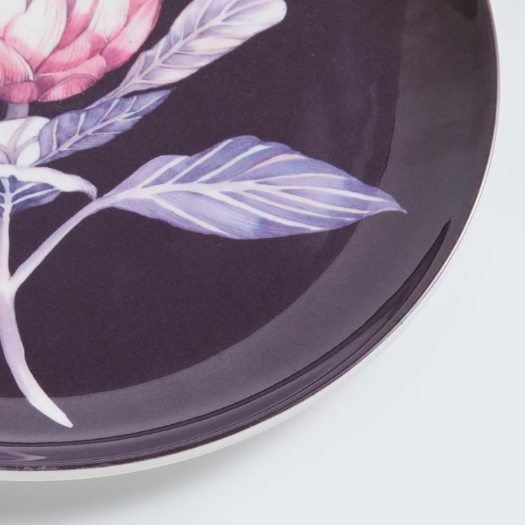 Meadows Theme Protea Purple Printed Melamine Side Plate - 19cm