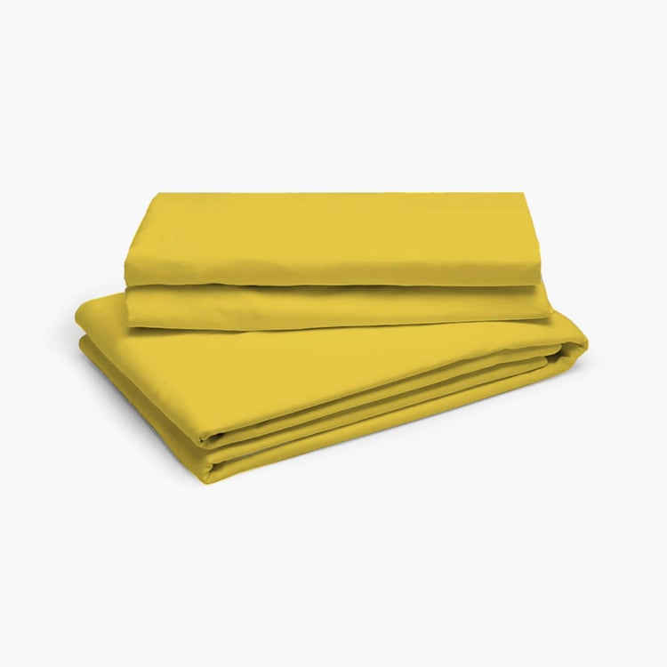 LAYERS Be Bold Yellow Cotton Single Bedsheet Set - 152x224cm - 2Pcs