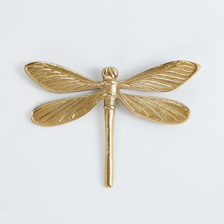 Splendid Gold Textured Metal Dragonfly Wall Decor Figurine